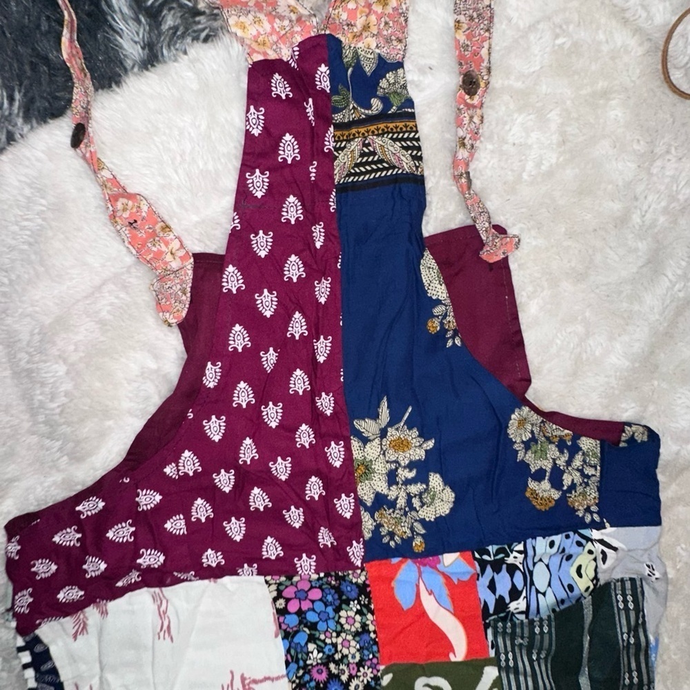Patchwork Rayon Overalls Size Medium/Large See Me… - image 7